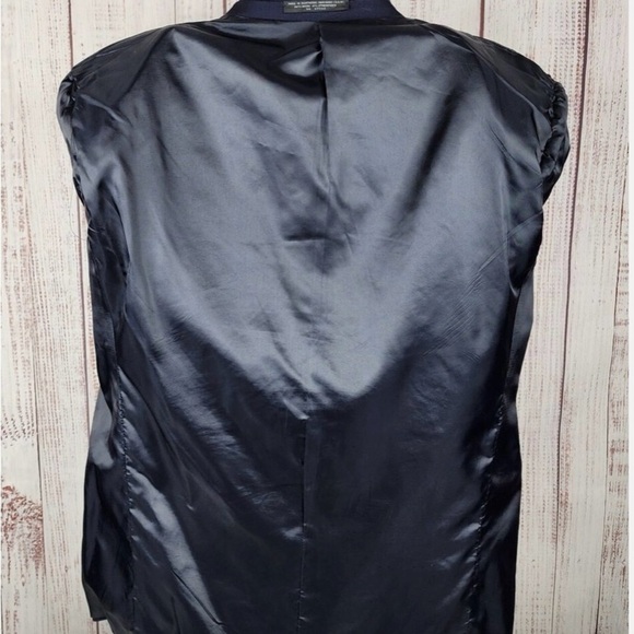 Albert Nipon Suit Mens 46R Navy 3 Button Wool Color Black - Picture 5 of 14